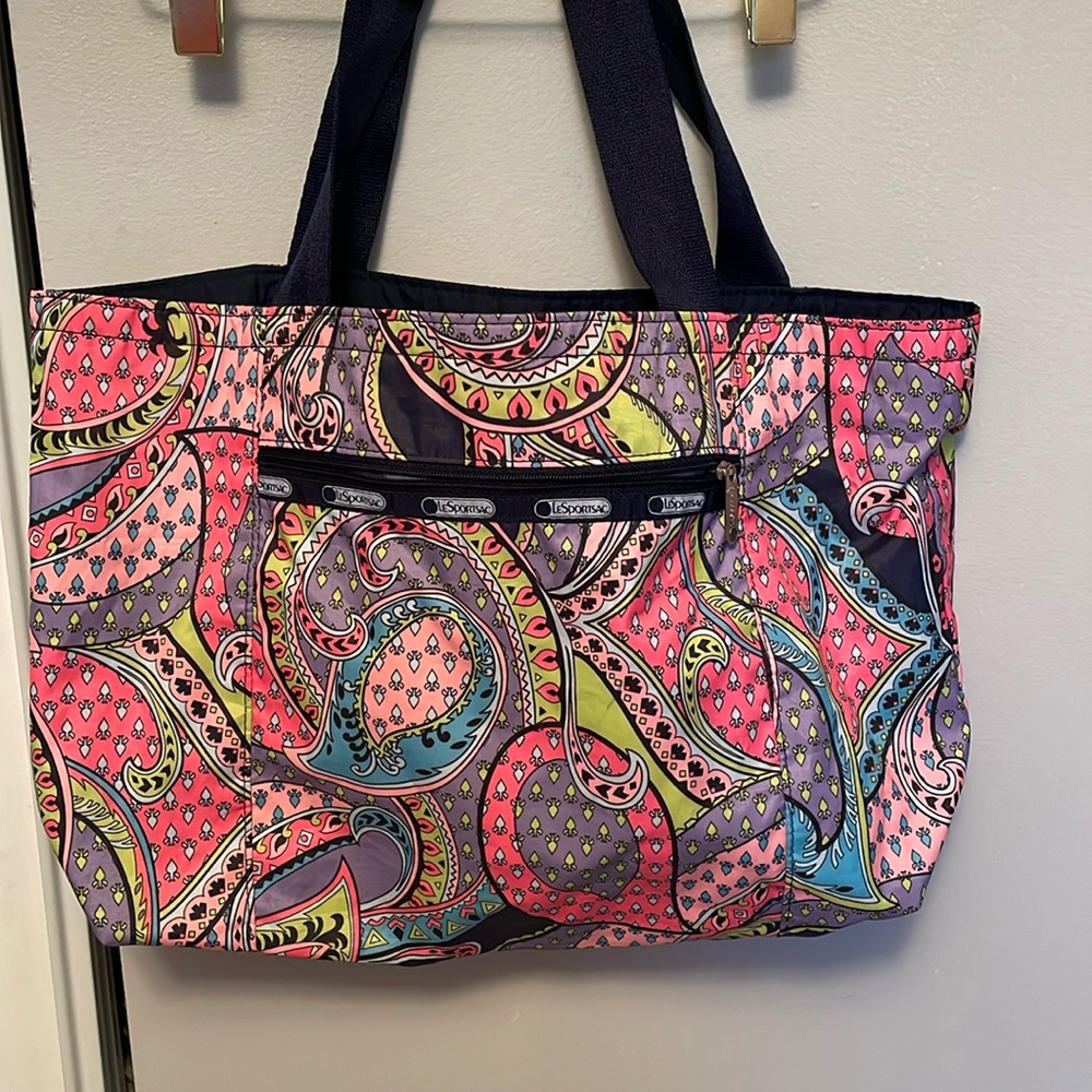 Lesportsac Reversible tote in navy and pink